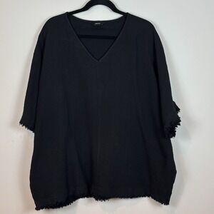 Dokotoo Women's Black Gauzy V-neck Short Sleeve Top Womens 2X Beachy Comfort